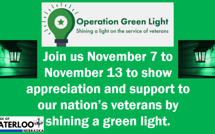 Join us November 7 to November 13 to show appreciation and support to our nation's veterans by shining a green light